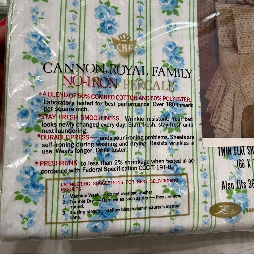 Vintage Cannon Royal Family Twin Bed Sheets Set